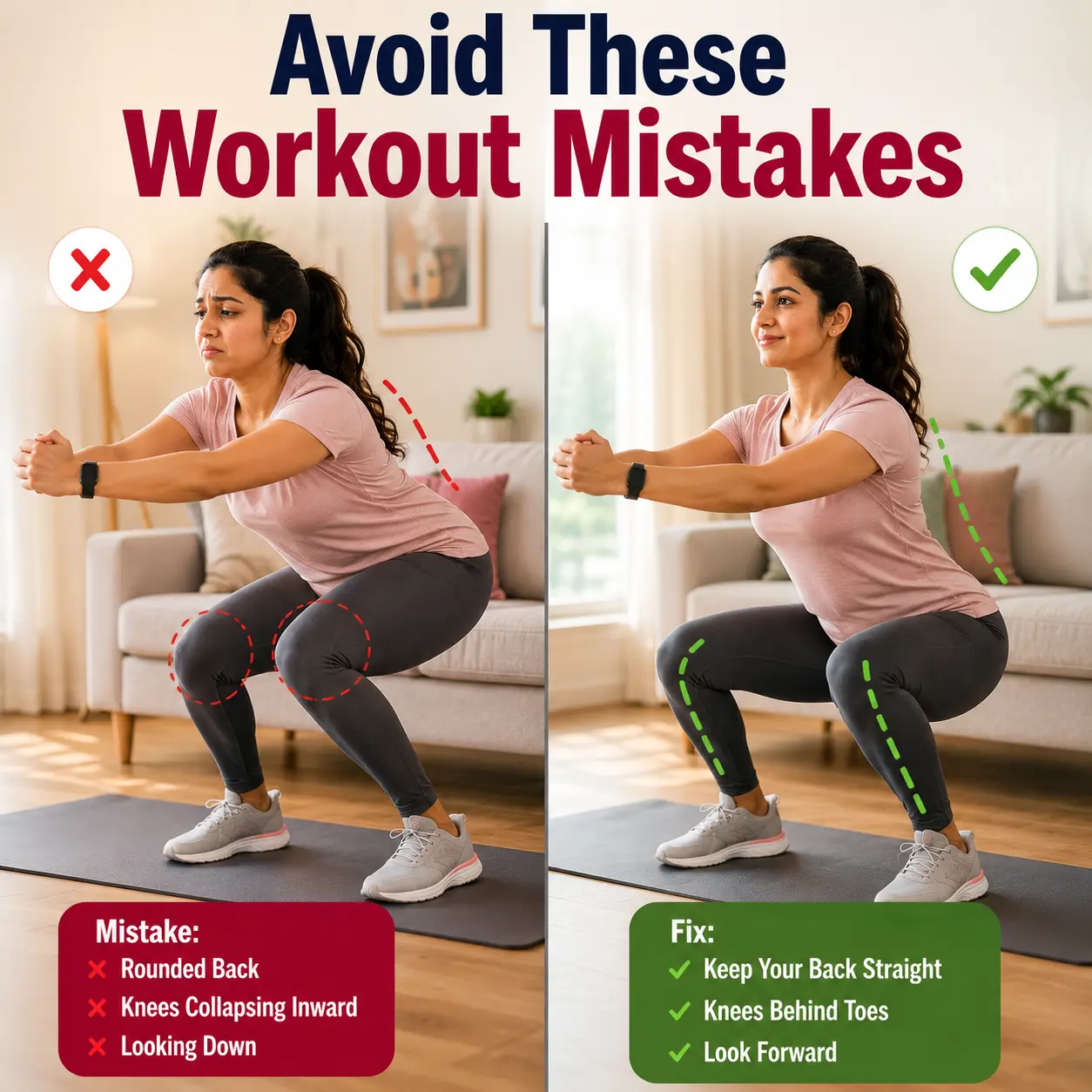 Common mistakes women make during home workouts