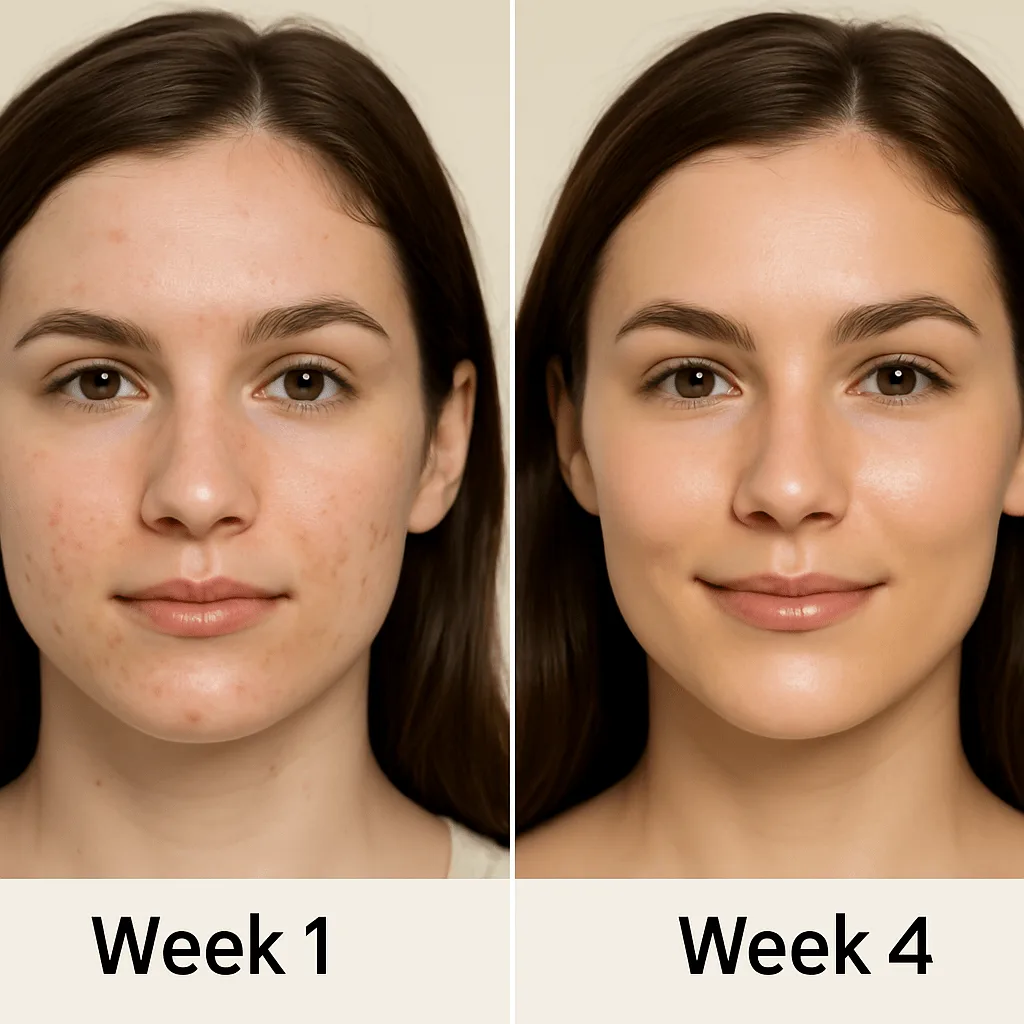 face before & after of skin cycling