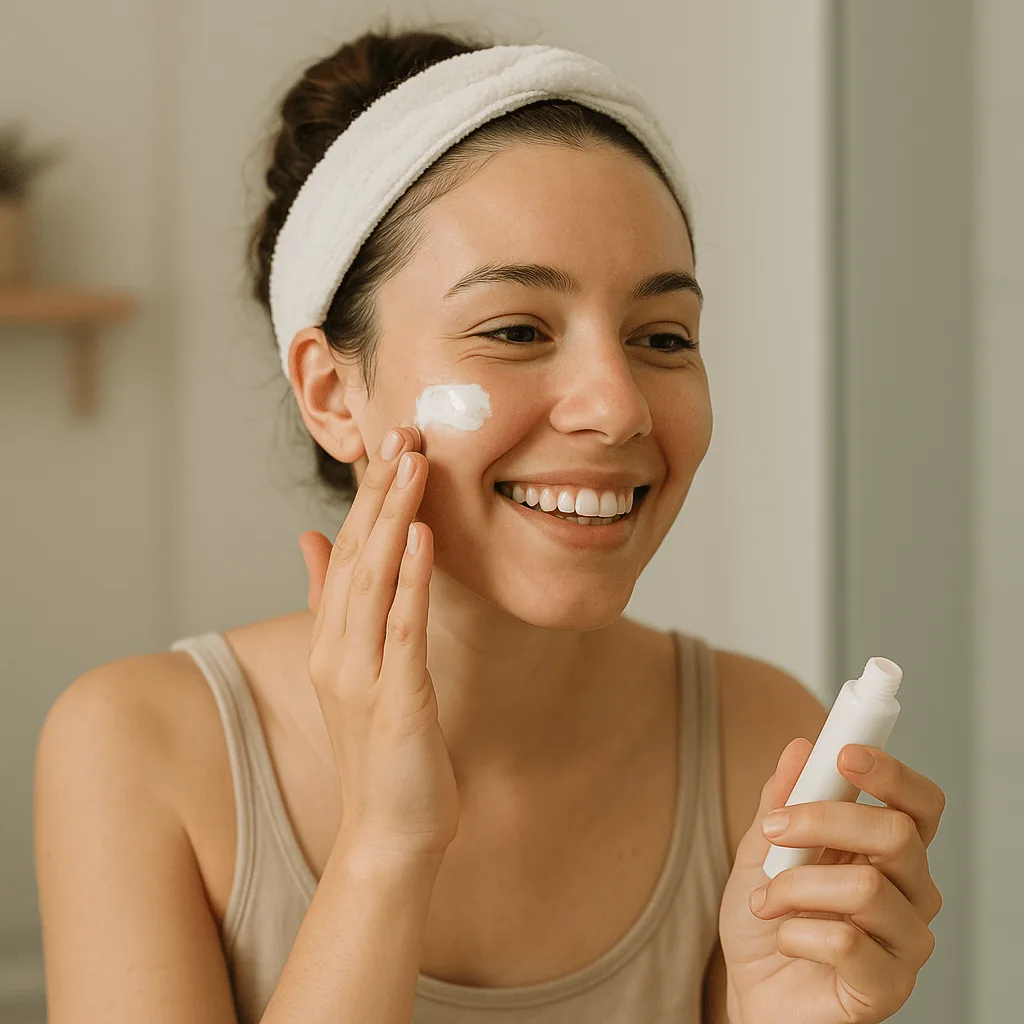 woman applying a skincare