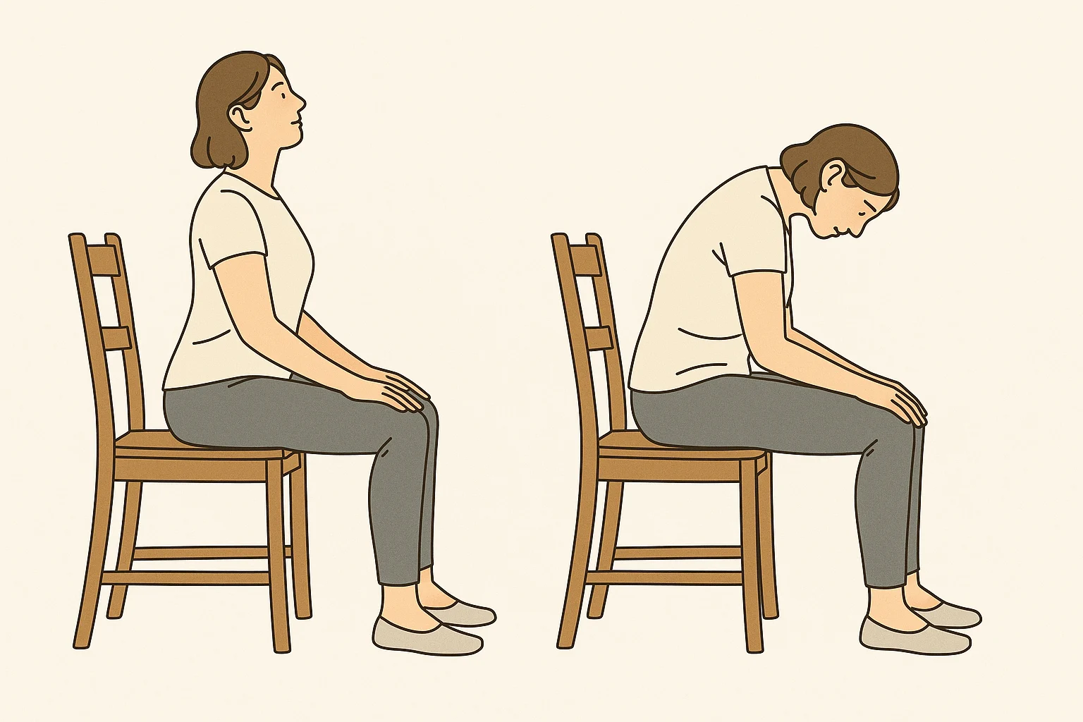 Seated Cat-Cow chair yoga pose for spine flexibility.