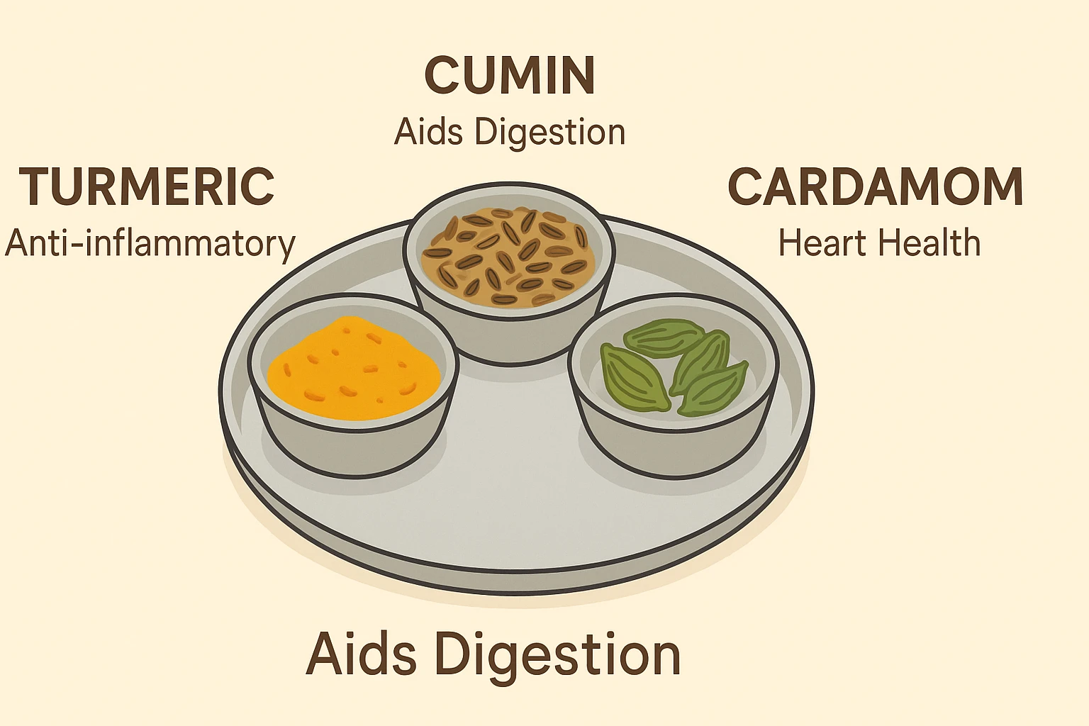 Ayurvedic cooking concept with everyday Indian spices.