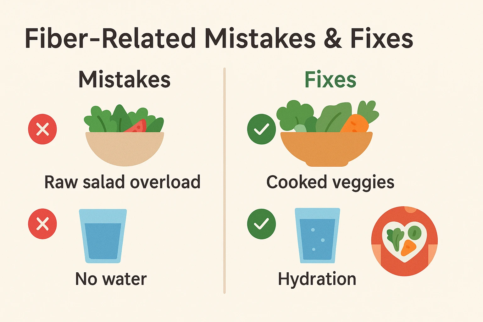 Fibermaxxing mistakes and easy fixes infographic.
