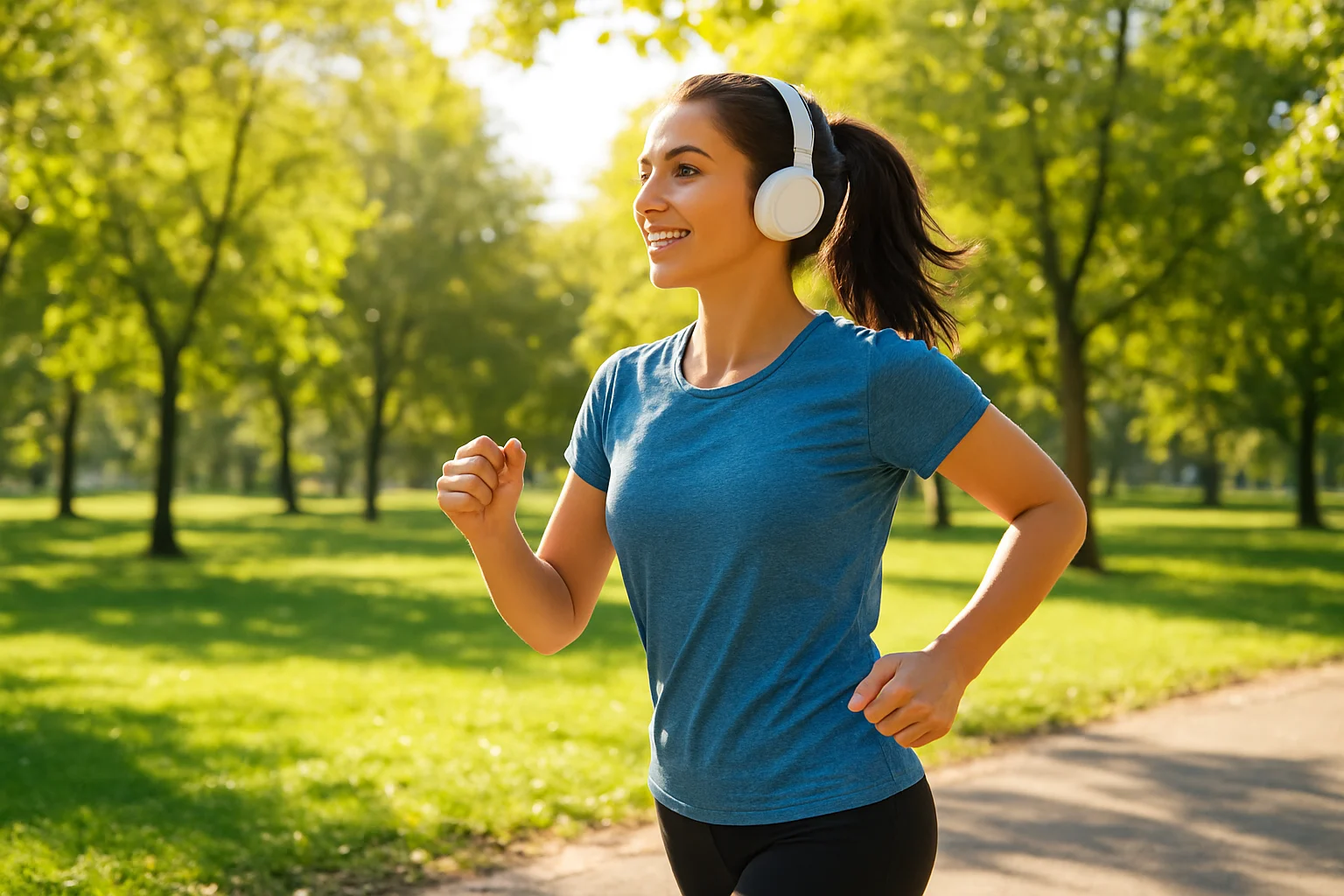 Woman walking in park as part of Phase 1 movement routine