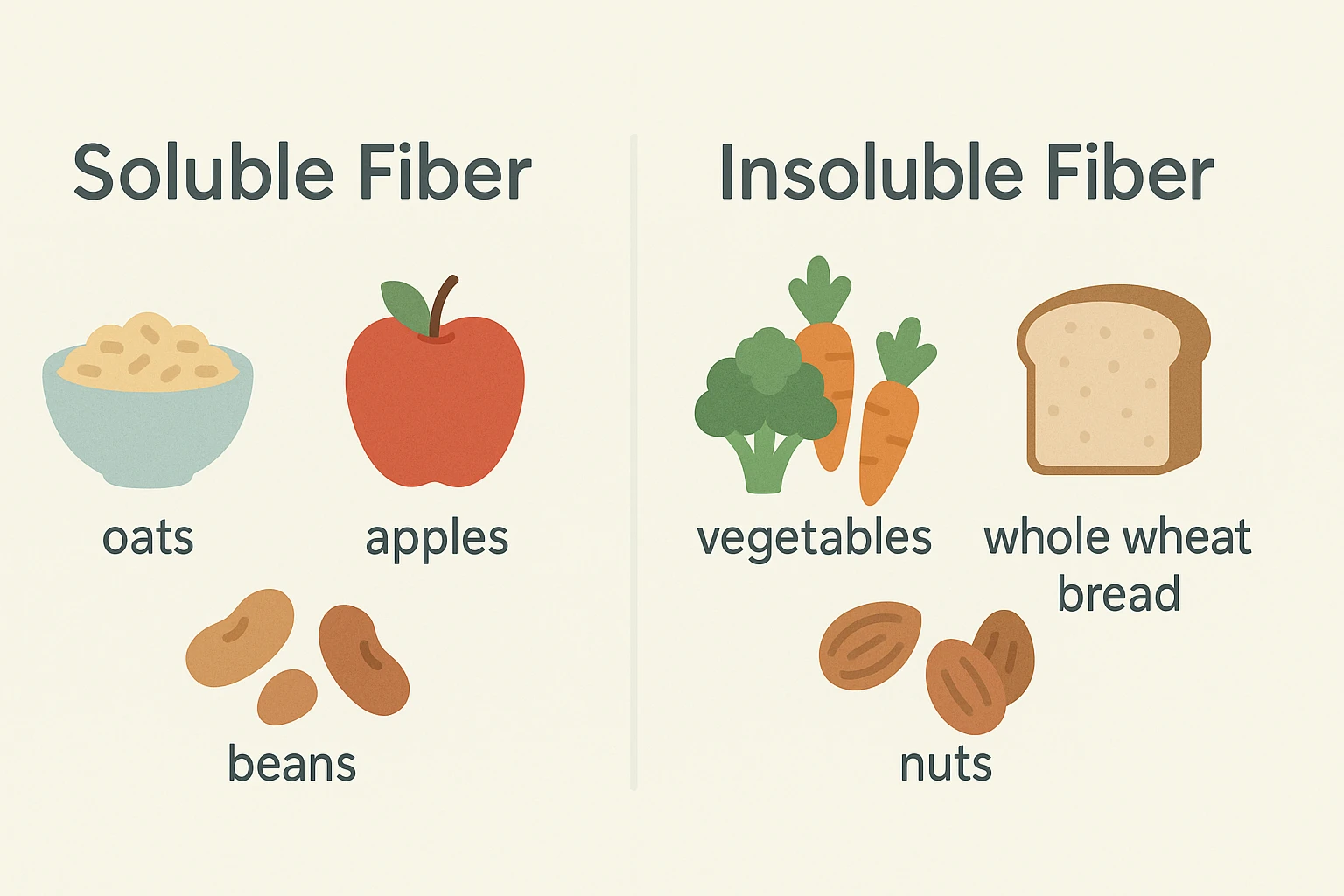 Soluble and insoluble fiber food chart for fibermaxxing.