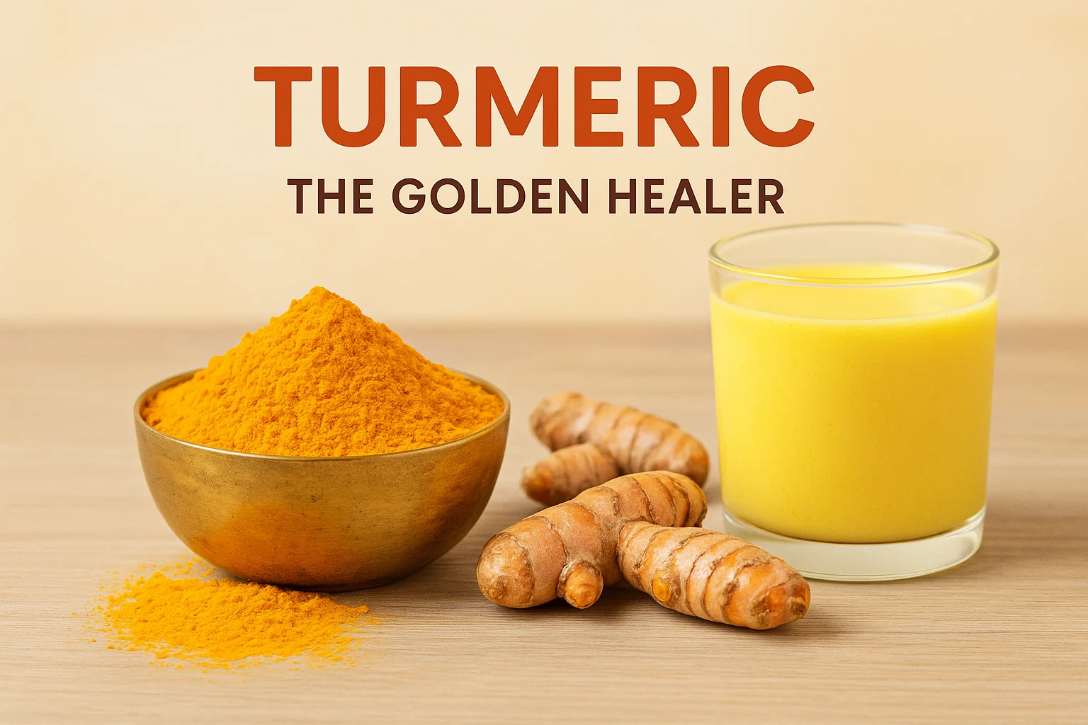 Ayurvedic turmeric powder and turmeric milk for healing.