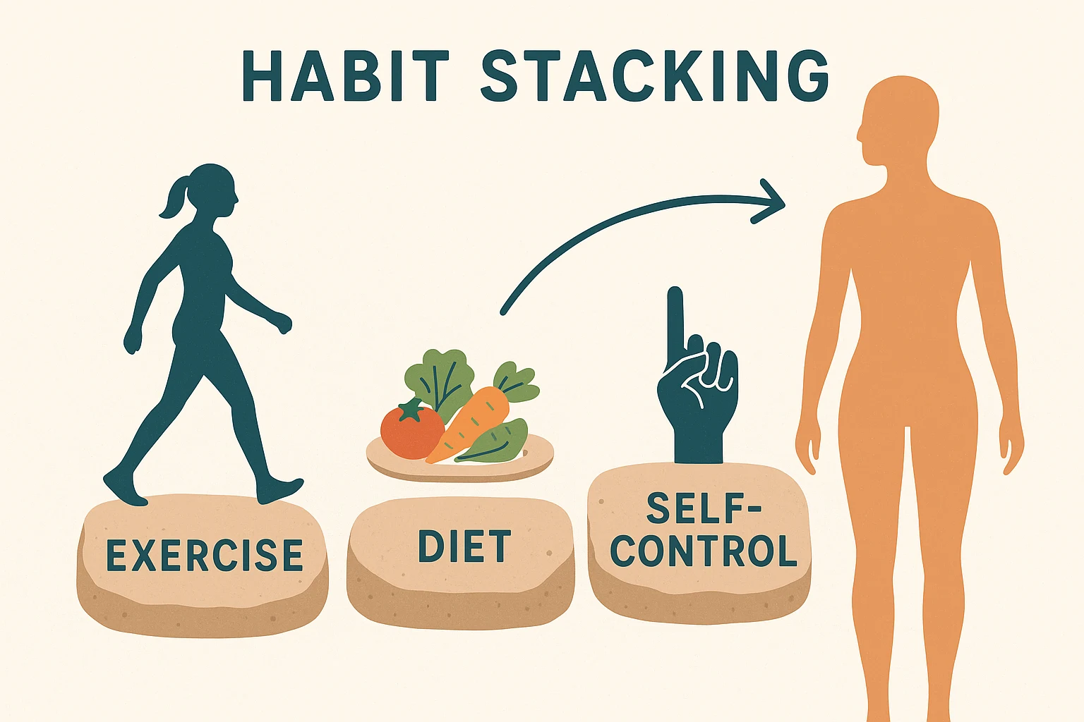 Visual representation of habit stacking for sustainable weight loss