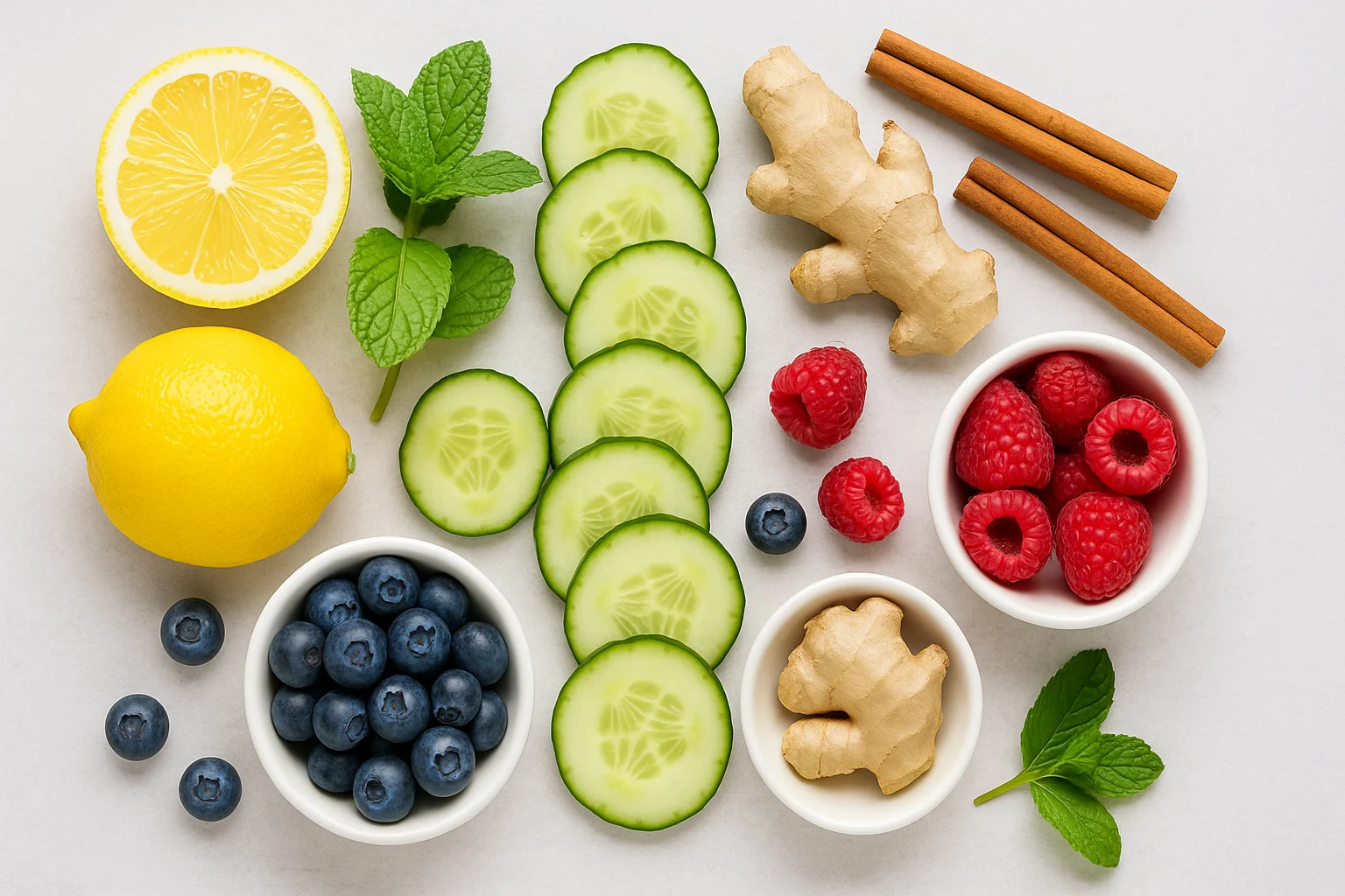 Common ingredients for detox water recipes