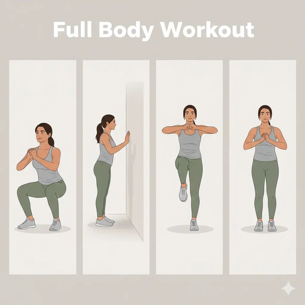 Visual example of a beginner full body home workout