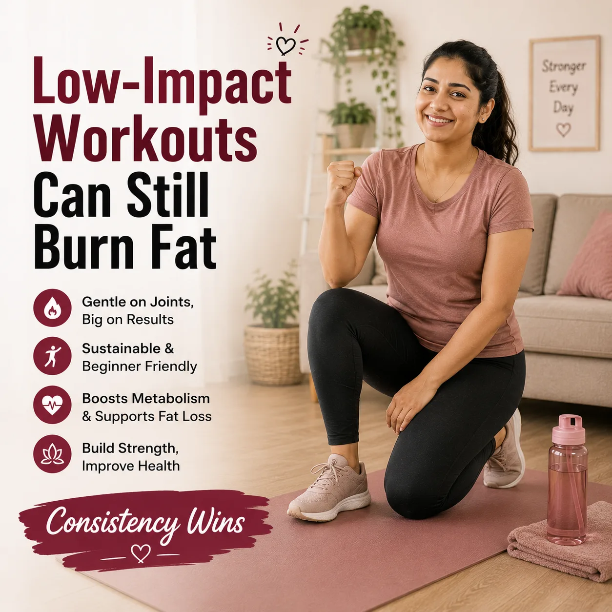 woman losing weight with low impact workouts