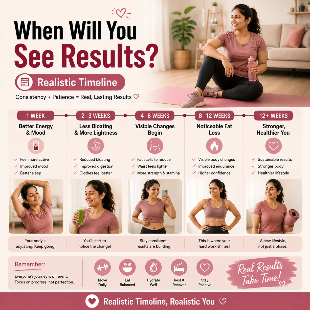 realistic timeline for low impact workout results