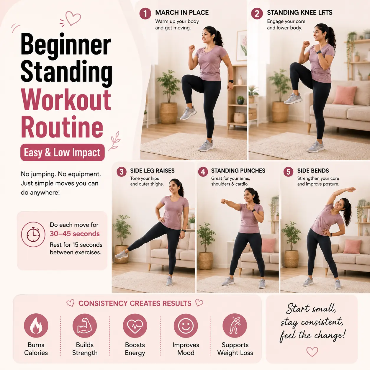 standing exercise workout routine for beginners