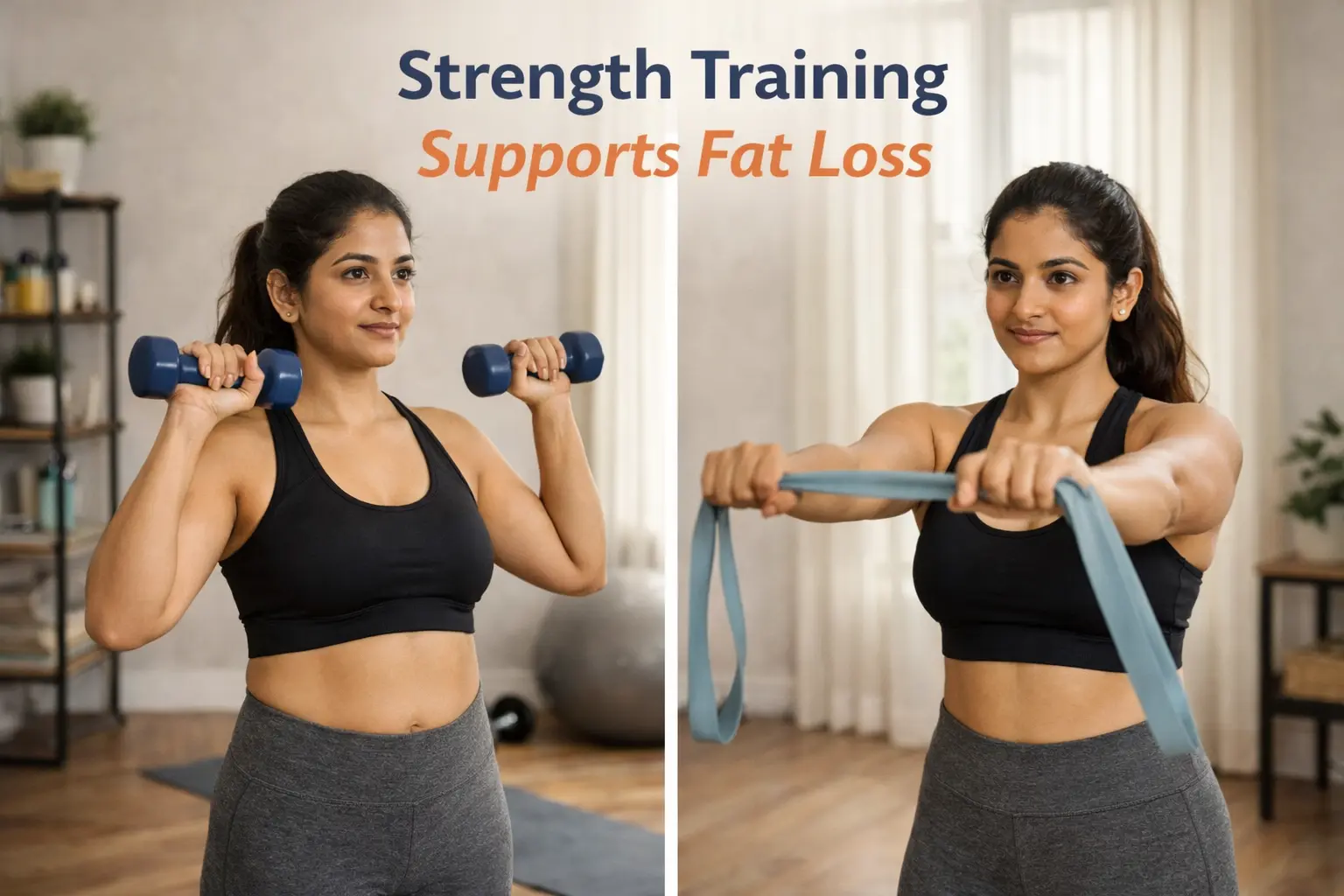Strength training at home helps with sustainable fat loss