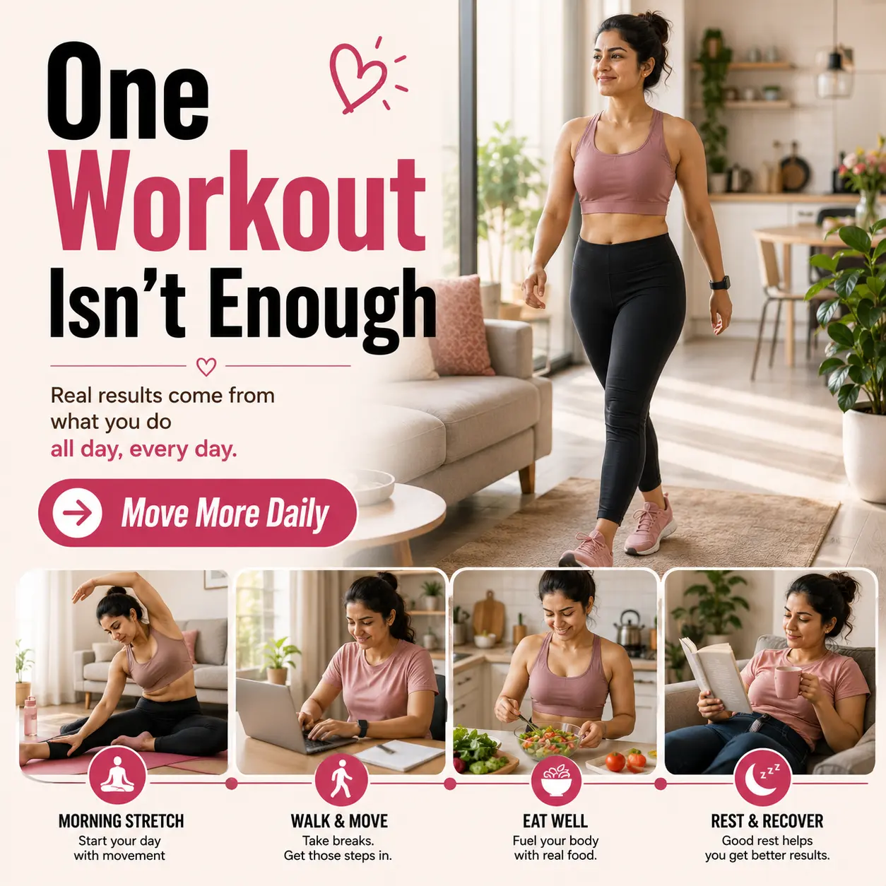 woman walking indoors after workout
