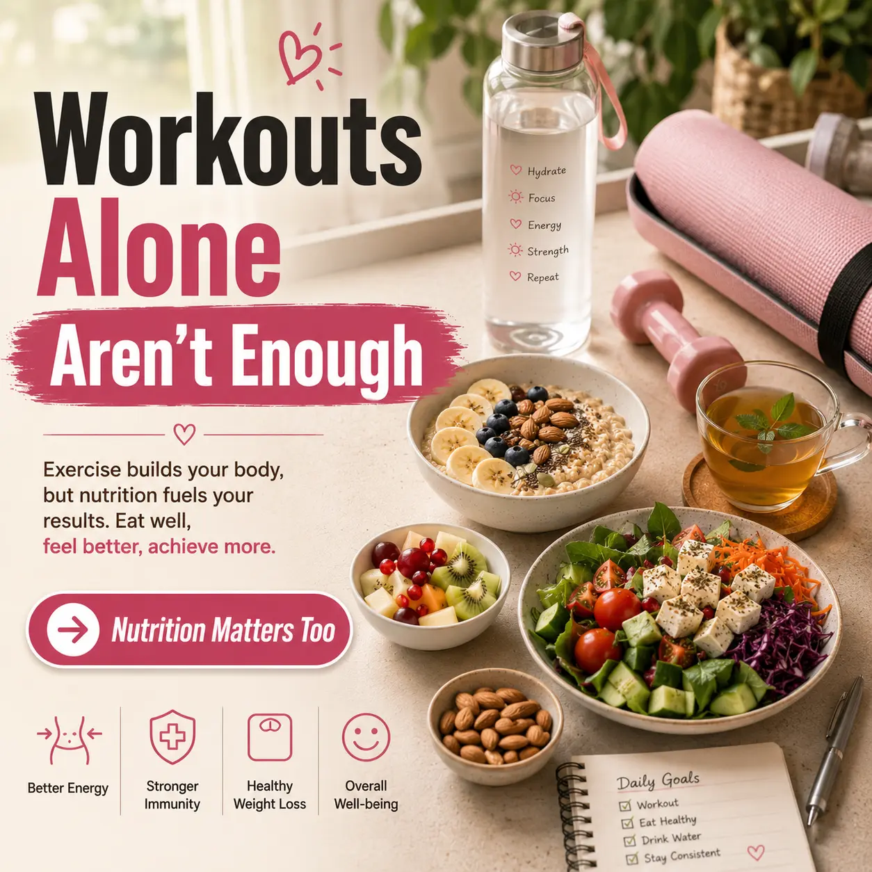 healthy eating with home workout routine