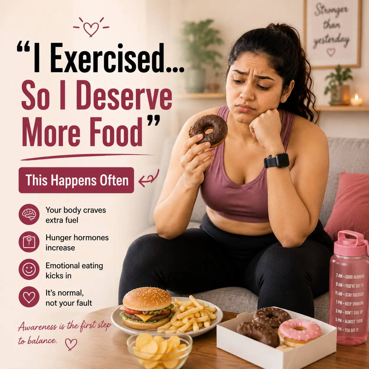 woman craving junk food after workout