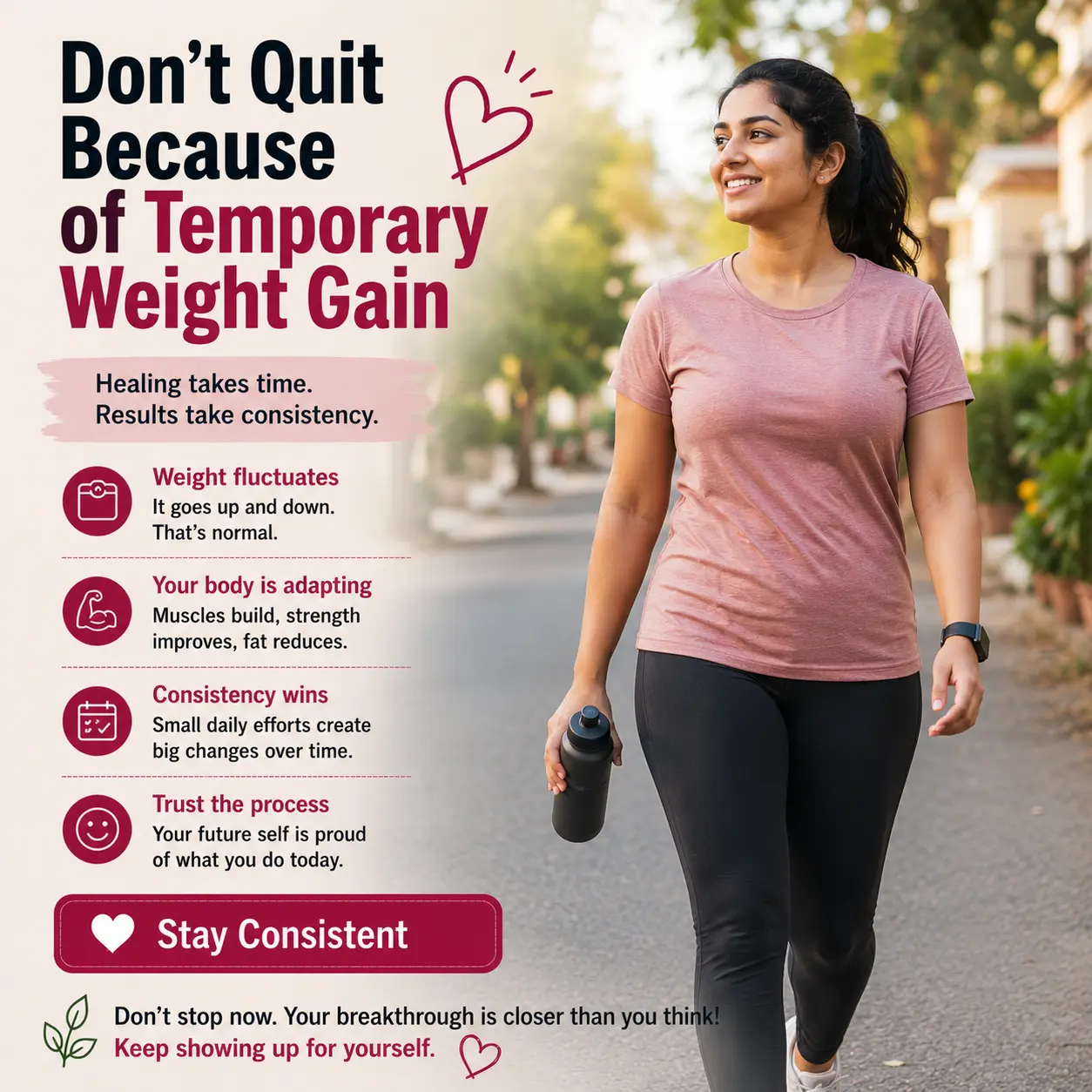 woman staying consistent with healthy workouts