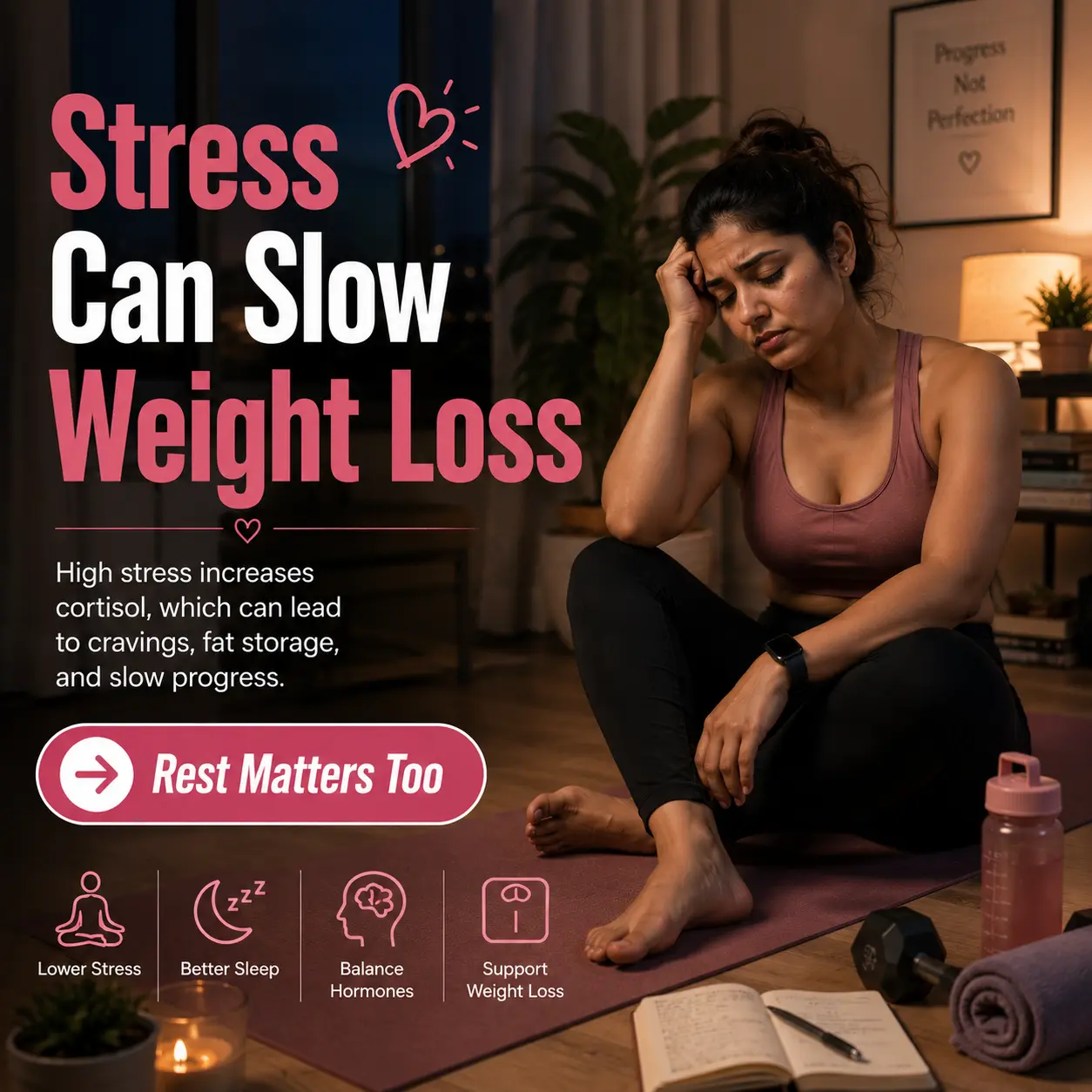 stressed woman feeling tired after workouts