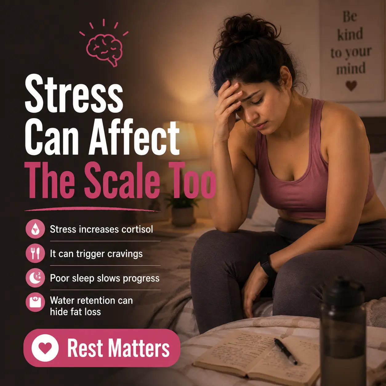 stressed tired woman struggling with weight loss