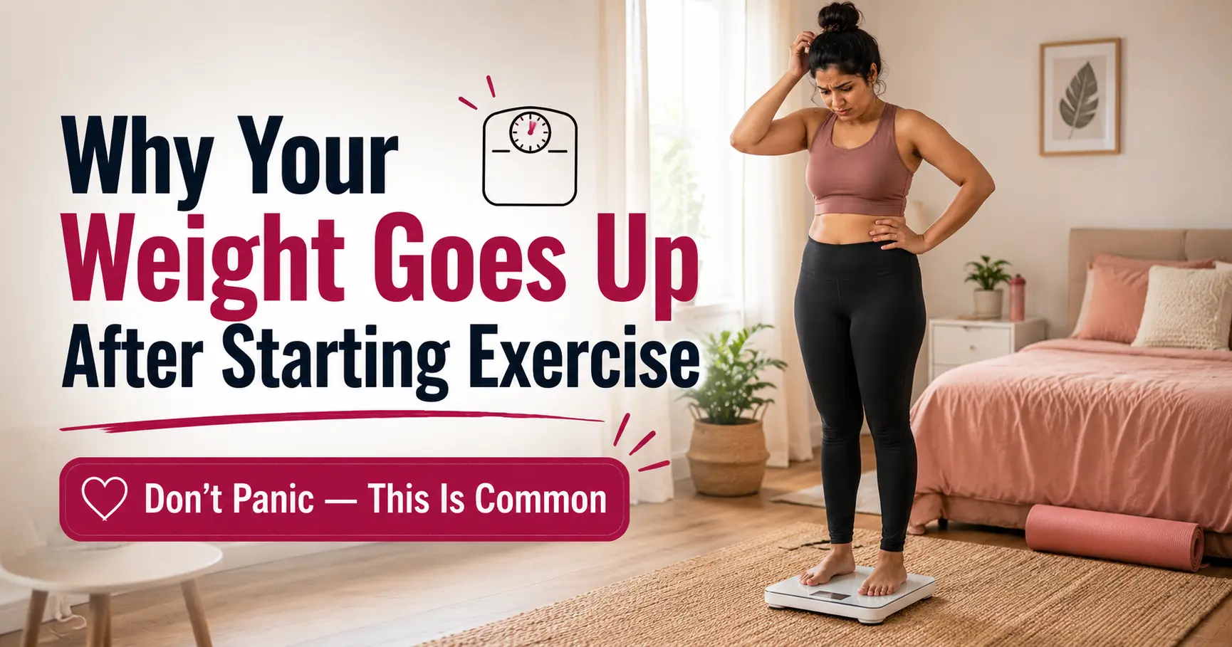 woman confused about weight gain after starting exercise