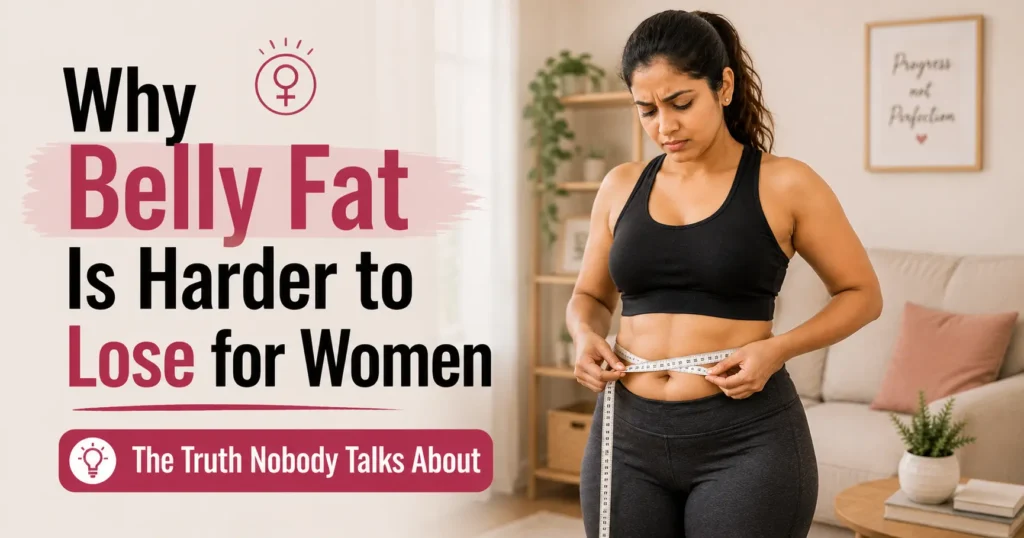 woman struggling with stubborn belly fat during weight loss