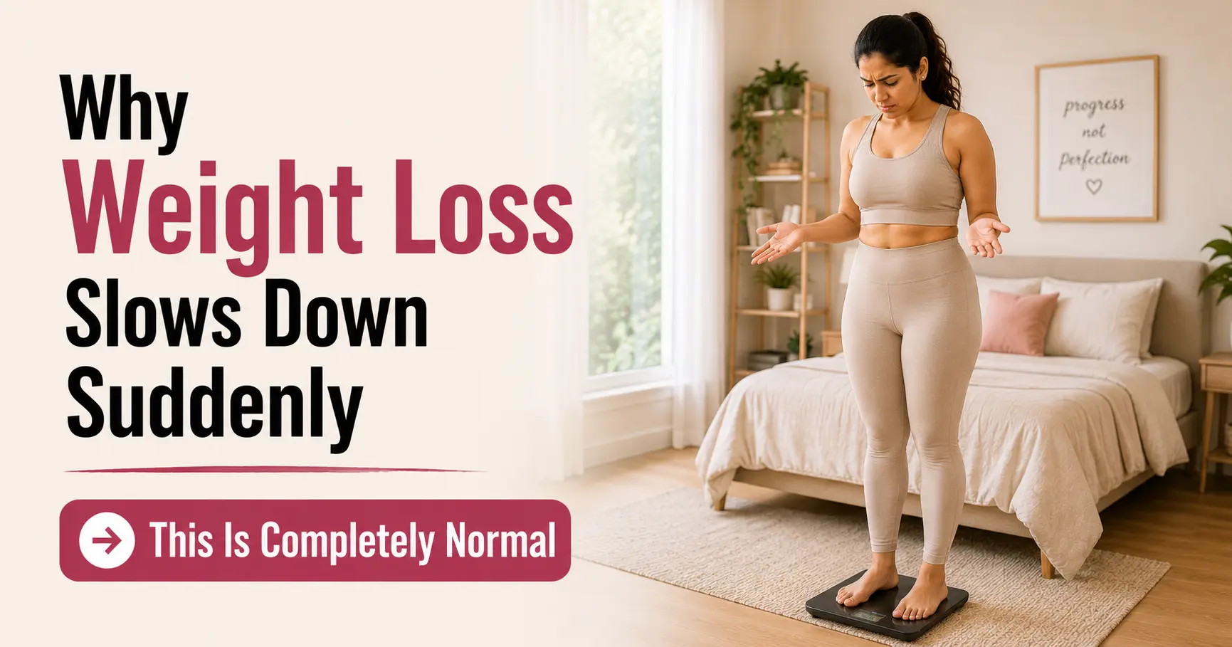 woman frustrated because weight loss slowed down