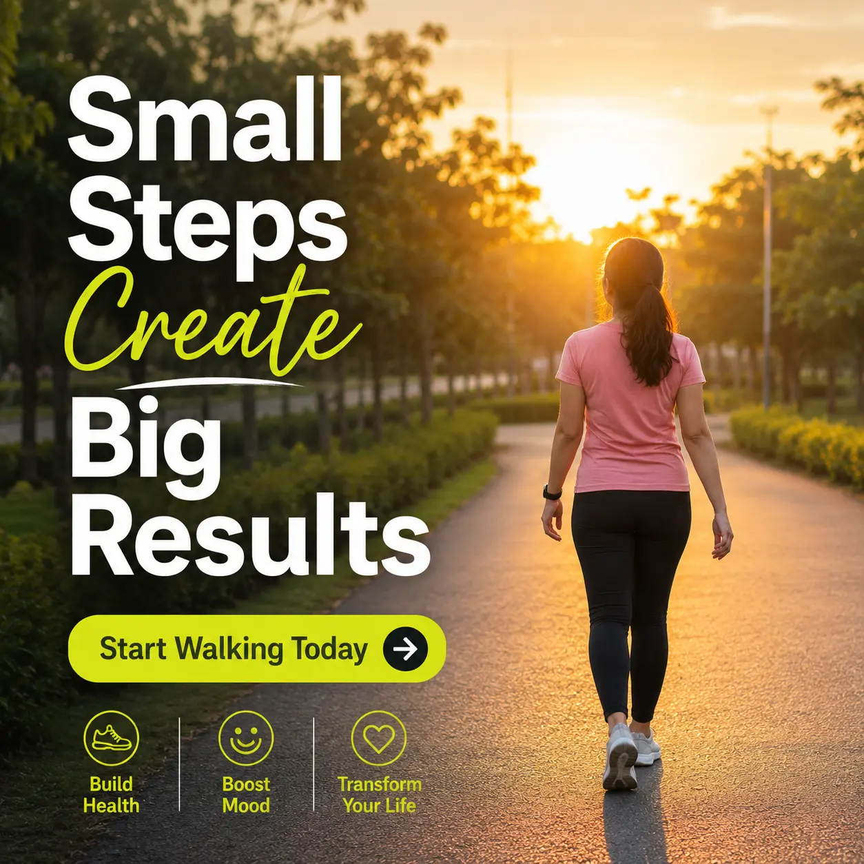 Woman walking confidently toward fitness goals